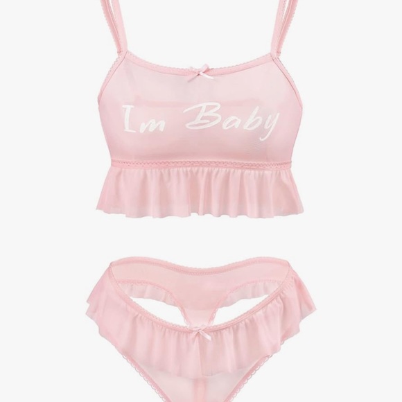 Pink Sheer Ruffle Lingerie Set - Picture 3 of 3